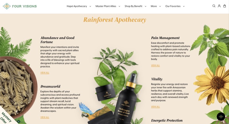 Four Visions e-commerce website homepage