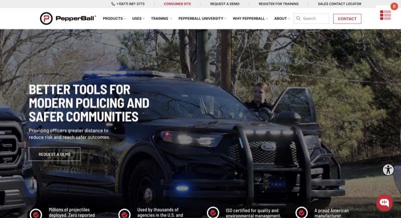 PepperBall website homepage